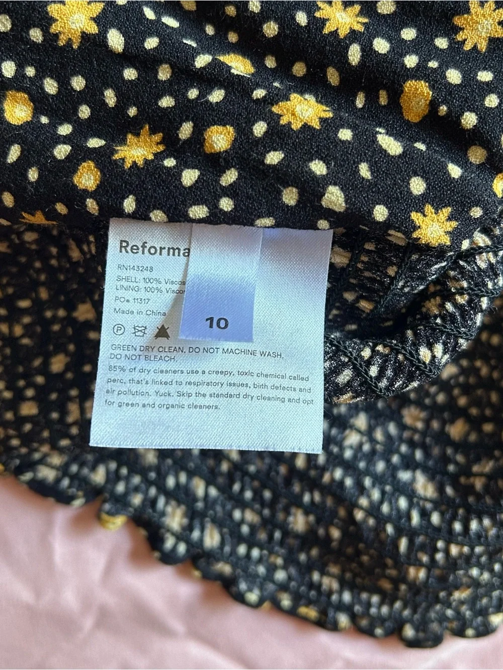 Reformation Black Puff-Sleeve Square Neck Floral Top